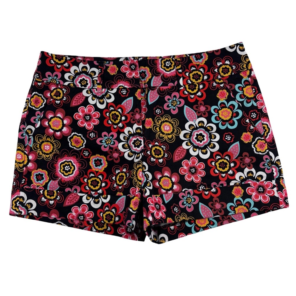 7th Avenue Design Studio Floral Black Vibrant Multicolor Stretch Shorts 6